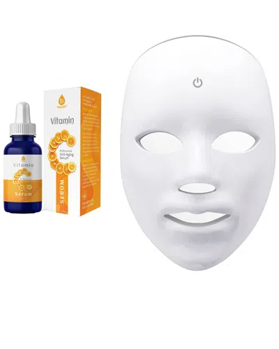 Pursonic Women's Led Skincare Bundle – 7-in-1 Led Light Therapy Face Mask + Vitamin C Serum (3 Oz)