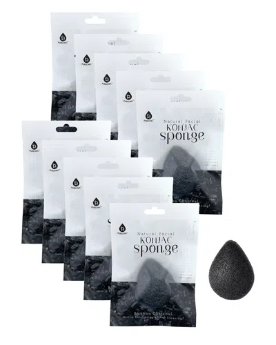 Pursonic Women's Natural Bamboo Charcoal Konjac Sponge 10-pack In White