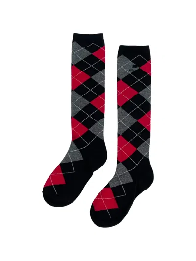Pushbutton Argyle-intarsia Knee-high Socks In Multi