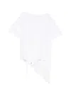 Pushbutton Asymmetric Laced T-shirt In White