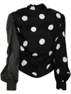 Pushbutton Asymmetric Long Sleeves Blouse In Black