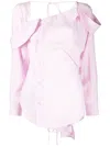 Pushbutton Asymmetric-neck Button-up Shirt In Pink