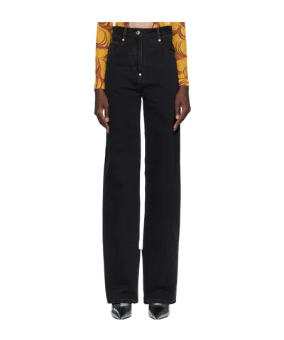 Pushbutton Back Panty Jeans In Black