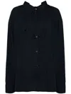 Pushbutton Back Tie Oversized Shirt In Blue