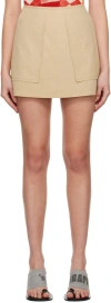 Pushbutton A-line Mini Skirt In Beige