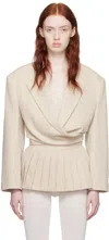 Pushbutton Beige Stripe Blazer In Ivory Stripe