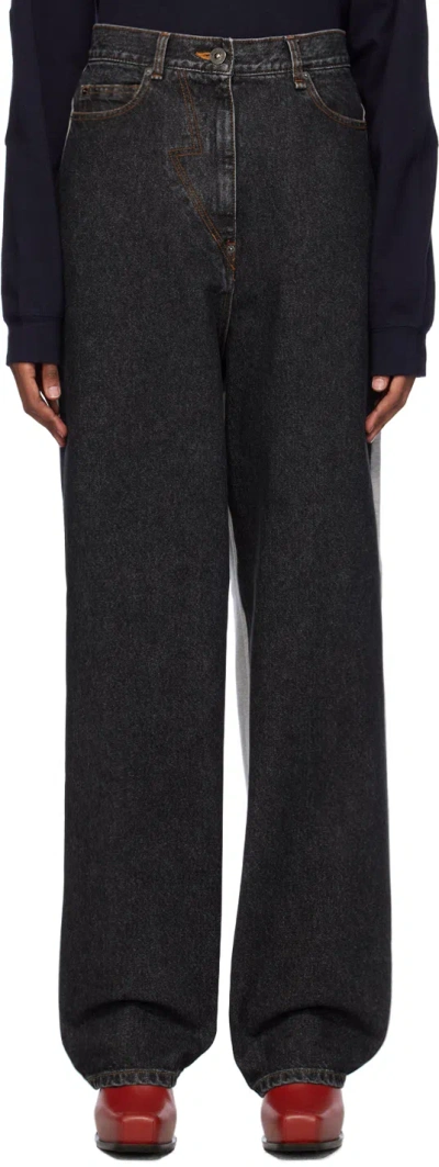 Pushbutton Black & Gray Hybrid Jeans