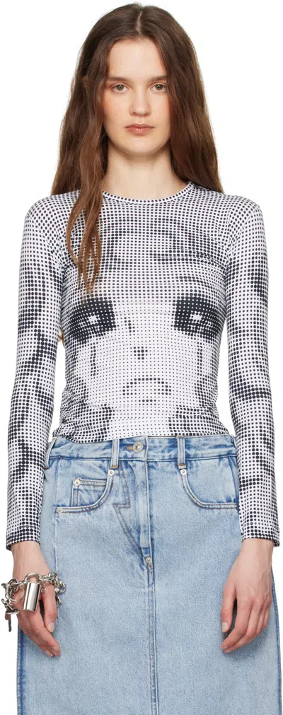 Pushbutton Black & White Pixel Crying Girl Jersey T-shirt