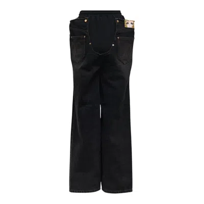 PUSHBUTTON BLACK BLOOMING LAYER JERSEY JEANS