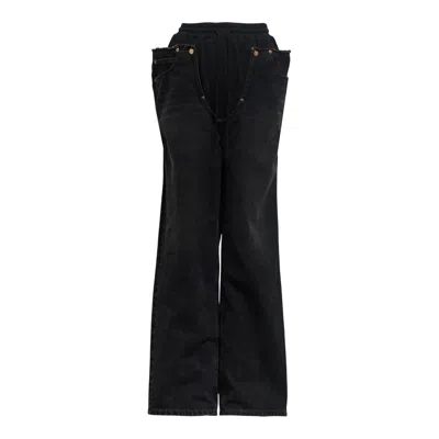 PUSHBUTTON BLACK BLOOMING LAYER JERSEY JEANS