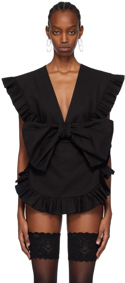 Pushbutton Black Bow Minidress