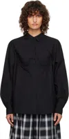 Pushbutton Black Bra Detail Shirt In Black