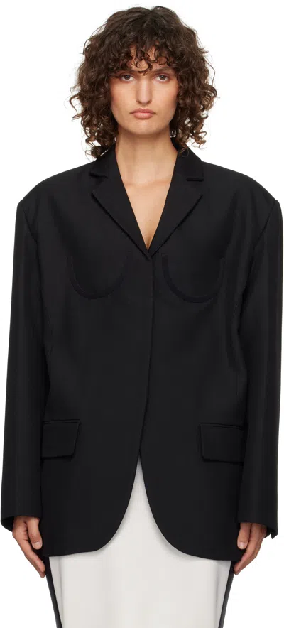 Pushbutton Black Bra Detail Single Blazer