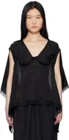 Pushbutton Black Bra Point Square Blouse In Black