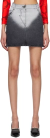 Pushbutton Black Brief-washed Denim Miniskirt In Black