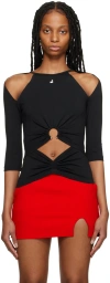 Pushbutton Black Cutout Long Sleeve T-shirt In Black