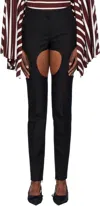 Pushbutton Black Cutout Point Skinny Trousers In Black