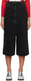 Pushbutton Black High-rise Denim Shorts In Black