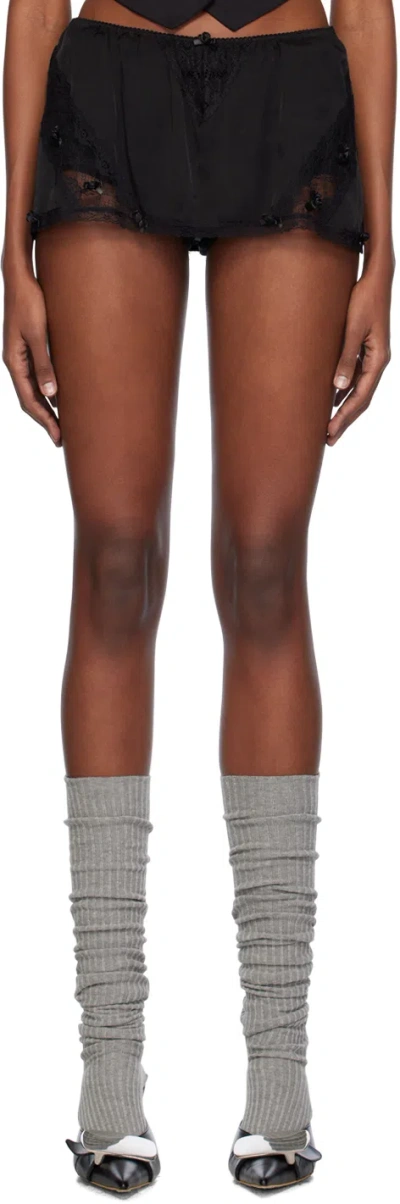 Pushbutton Black High Waisted Skort