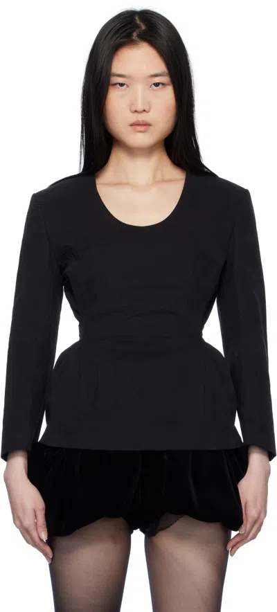 Pushbutton Black Hourglass Blouse