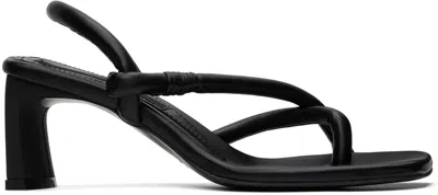 Pushbutton Black Mismatched Heeled Sandals