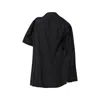 Pushbutton Black One Shoulder Cape Blouse In Black