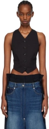 Pushbutton Black Open Back Vest In Black