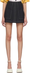 Pushbutton Black Paneled Miniskirt In Black