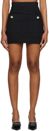 Pushbutton Black Patch Pocket Miniskirt In Black