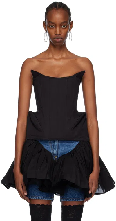 Pushbutton Black Puff Detail Camisole