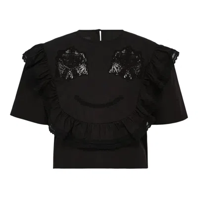 PUSHBUTTON BLACK PUSH SKULL SMILE BLOUSE