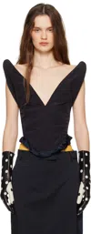Pushbutton Black Rabbit Ears Bustier Top In Black