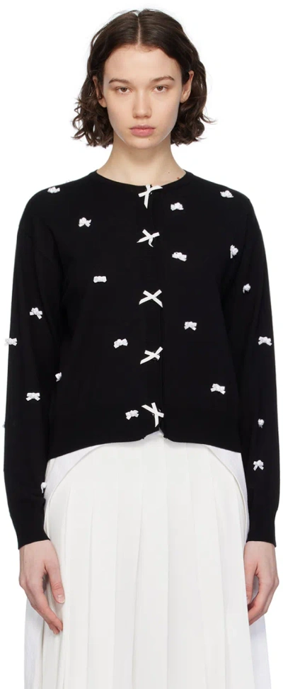 Pushbutton Black Ribbon Cardigan