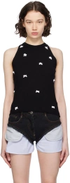 Pushbutton Black Ribbon Tank Top In Black
