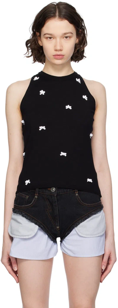 Pushbutton Black Ribbon Tank Top