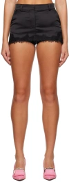Pushbutton Black Scalloped Edge Shorts In Black