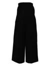 Pushbutton Black Side Folded Wide Pants In Black