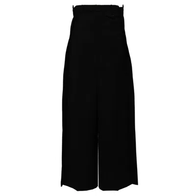 Pushbutton Black Side Folded Wide Pants