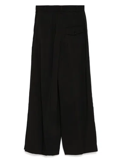 Pushbutton Black Side Folded Wide Pants