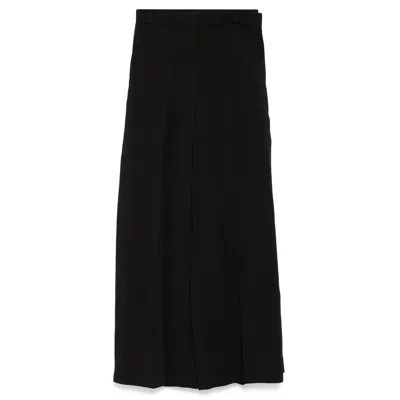 Pushbutton Black Side Folded Wide Pants