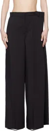 Pushbutton Black Side Folded Wide Trousers In Black
