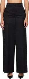 Pushbutton Black Side Folded Wide Trousers In Black