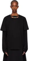 Pushbutton Black Sleeve Layered Jersey T-shirt In Black