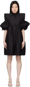 Pushbutton Black Square Minidress In Black