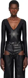 Pushbutton Black Star Point Bodysuit In Black