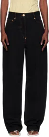 Pushbutton Black Straight Jeans In Black