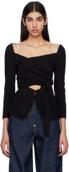 Pushbutton Black Wrap Blazer In Black