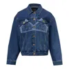 Pushbutton Bra Print Denim Jacket In Blue