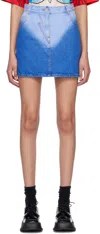 Pushbutton Blue Brief-washed Miniskirt In Blue