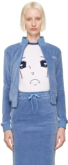 Pushbutton Blue Crop Zip-up Track Jacket In Blue